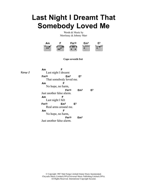 Last Night I Dreamt That Somebody Loved Me - The Smiths (Guitar Chords-Lyrics)