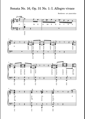 Sonate No. 16, 1st Movement Sheet Music for Piano (Solo