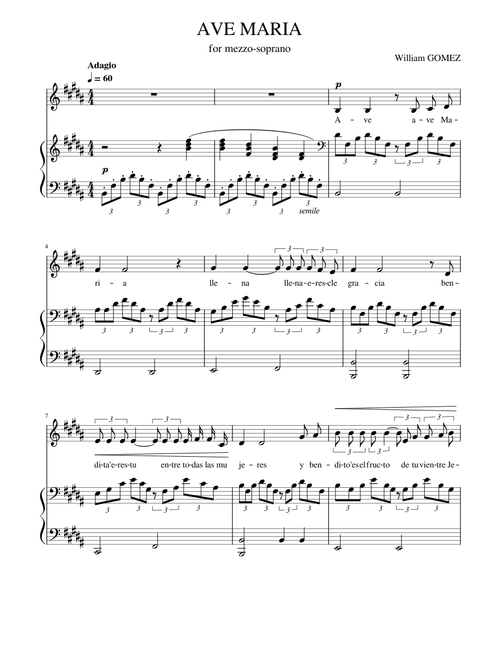 Ave Maria ( William Gomez) for mezzo-soprano H-dur