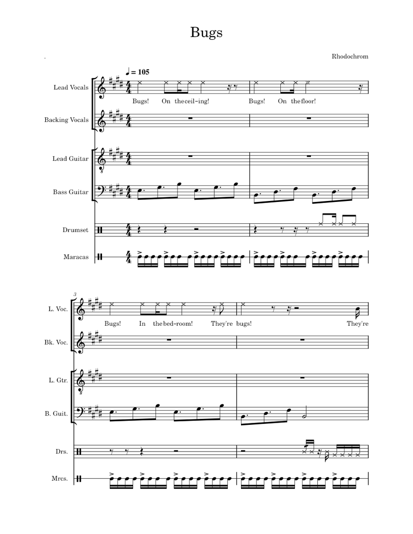 Bugs Sheet music for Vocals, Guitar, Bass guitar, Drum group & more ...