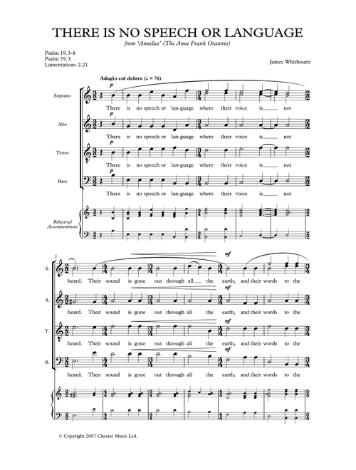 There Is No Speech Or Language - James Whitbourn (Choral, SATB)