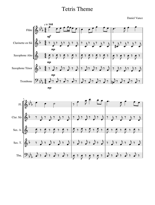Tetris theme Saxophone Alto