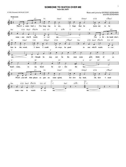 Someone To Watch Over Me - Ira Gershwin (Lead Sheet - Fake Book)