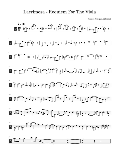 Lacrimosa – Wolfgang Amadeus Mozart Lacrimosa - Requiem For The Viola