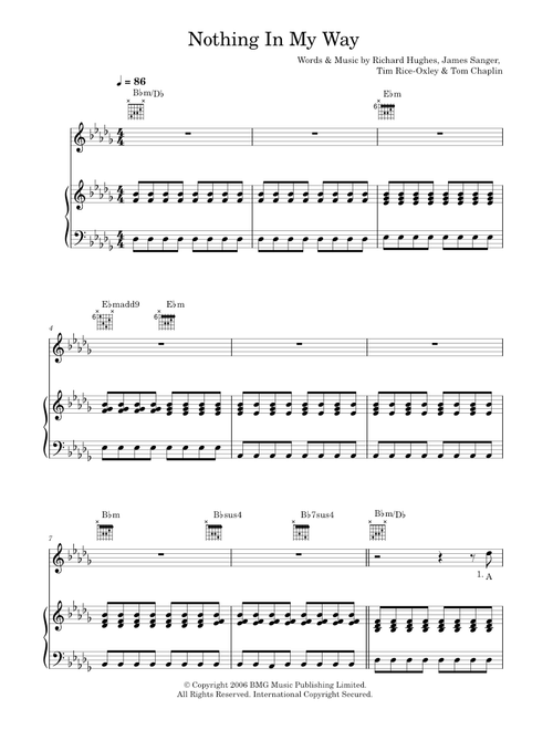 Nothing In My Way - Keane (Piano-Vocal-Guitar (Piano Accompaniment))