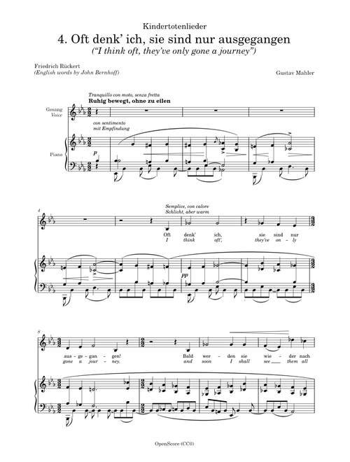 Mahler, Gustav - Kindertotenlieder, No.4 - Oft denk’ ich, sie sind nur ausgegangen
