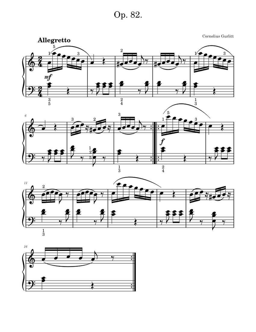 Study in A Minor – Cornelius Gurlitt Sheet Music for Piano (Solo) Easy ...