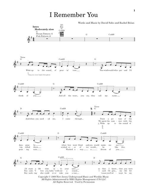 I Remember You - Skid Row (Easy Guitar)