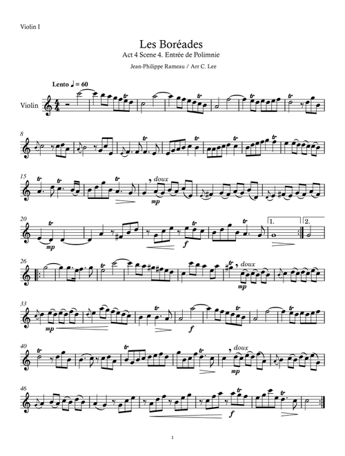 The Arts and the Hours (Les Boréades, Act 4: Entrée de Polimnie) (Arr. C Lee) - Jean-Philippe Rameau (String Ensemble)