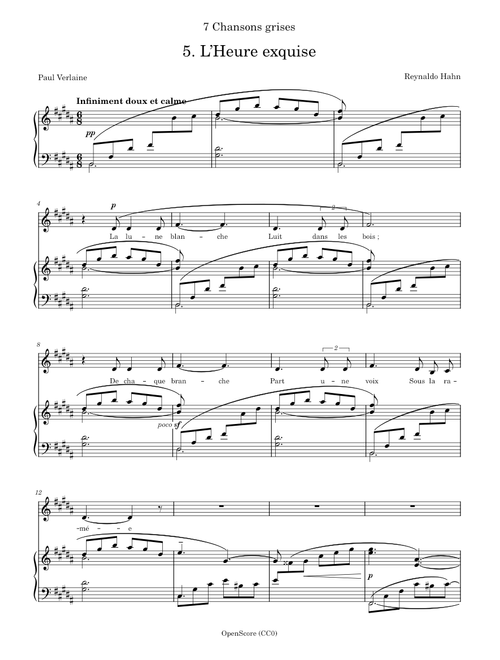 Hahn, Reynaldo – 7 Chansons grises, No.5 – L’heure exquise