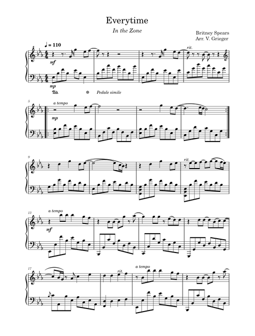 Everytime – Britney Spears (Piano)