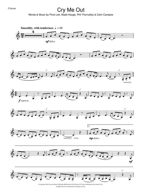 Cry Me Out - Pixie Lott (Clarinet Solo)