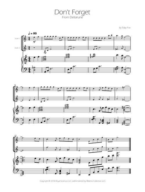 Don't Forget (Arr. Ygor Nunes Silva) - Toby Fox (Violin Duet)