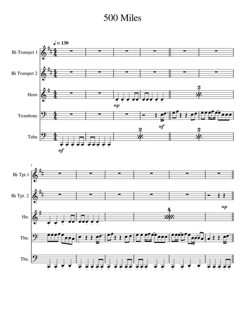 500 miles – brass quintet