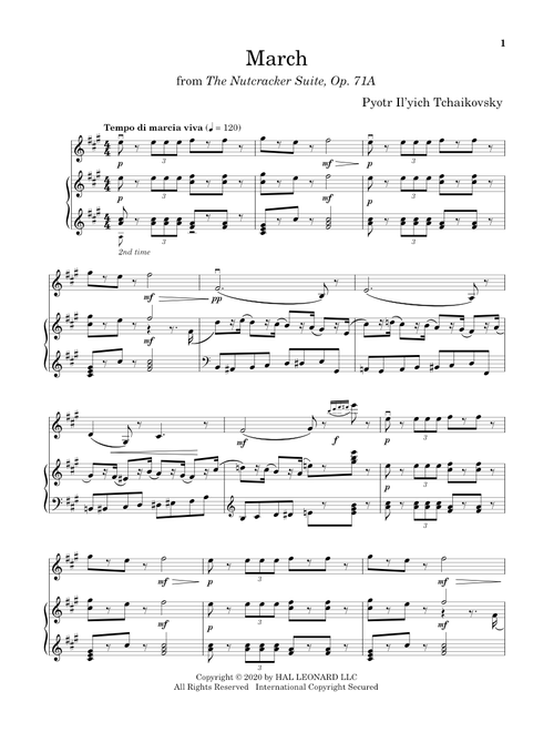 March, Op. 71a (from The Nutcracker) - Pyotr Il'yich Tchaikovsky (Violin and Piano)