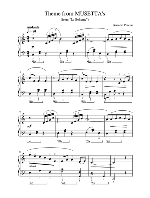 Theme from MUSETTA's (from "La Boheme")