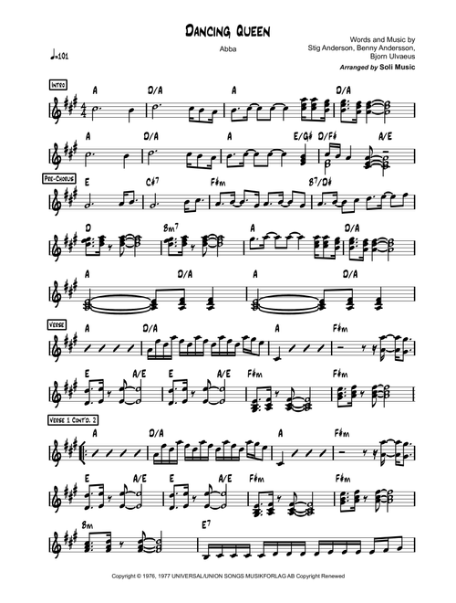 Dancing Queen (Arr. Soli Music) - ABBA (Lead Sheet - Fake Book)