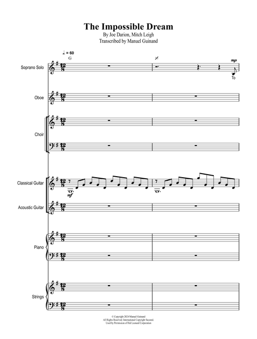 The Impossible Dream (The Quest) (Arr. Manuel Guinand) - Joe Darion, Mitch Leigh (Small Ensemble)