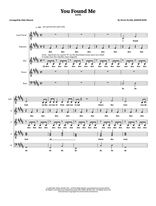You Found Me (Arr. Deke Sharon) - The Fray (Choral, SATB)