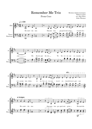 Remember me Sheet Music with Chords for Piano, Saxophone tenor