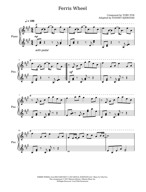 Ferris Wheel (DELTARUNE Chapter 2 Piano Score) - Toby Fox