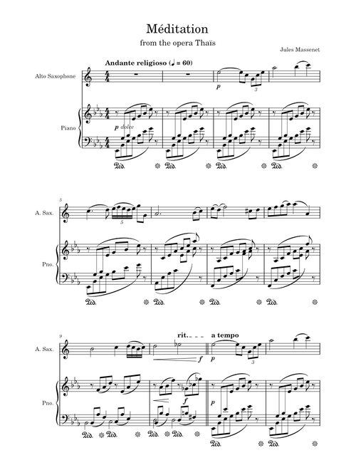 Meditation from Thaïs – Jules Massenet - Alto Saxophone