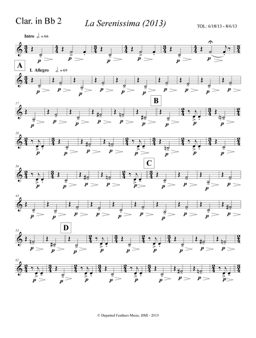 La Serenissima (2013) clarinet in Bb 2 - Thomas Oboe Lee (Clarinet Solo)