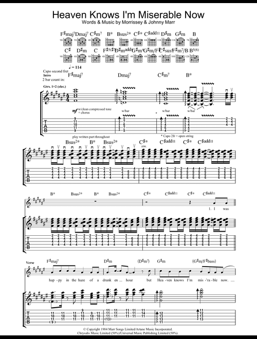 Heaven Knows I'm Miserable Now - The Smiths (Guitar Tab)