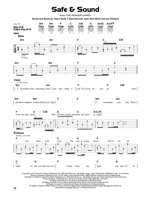 Safe & Sound (feat. The Civil Wars) (from The Hunger Games) - Taylor Swift (Guitar Lead Sheet)