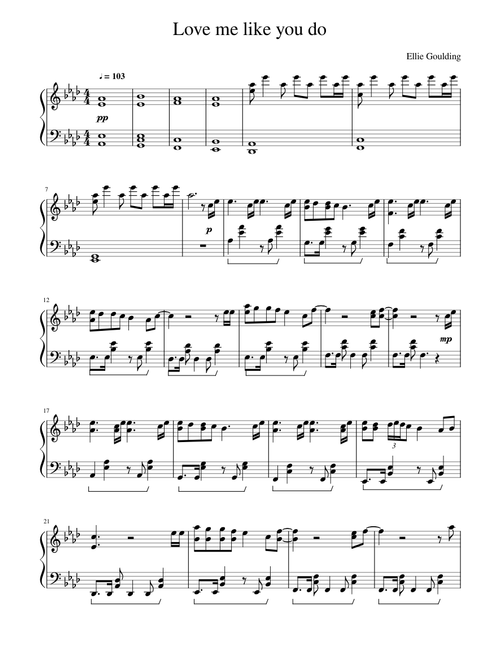 Ellie Goulding - Love me like you do (Piano sheets)