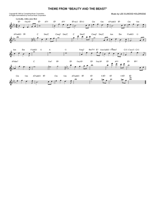 Theme from Beauty And The Beast - Lee Elwood Holdridge (Lead Sheet - Fake Book)