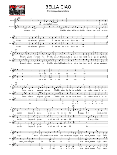 Bella ciao (2 voix MuseScore)
