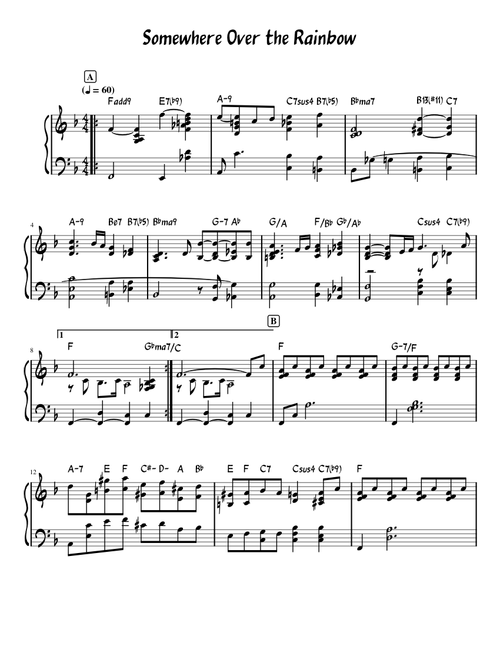 Somewhere Over the Rainbow - Reharominzed for Jazz Piano