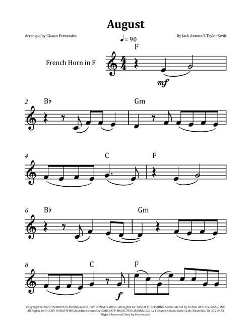 August (Arr. Glauco Fernandes) - Taylor Swift (French Horn Solo)