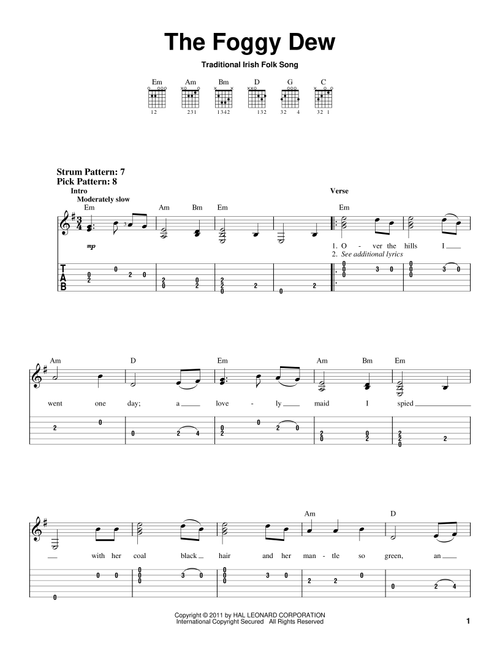 The Foggy Dew - Irish Folksong (Easy Guitar with TAB)