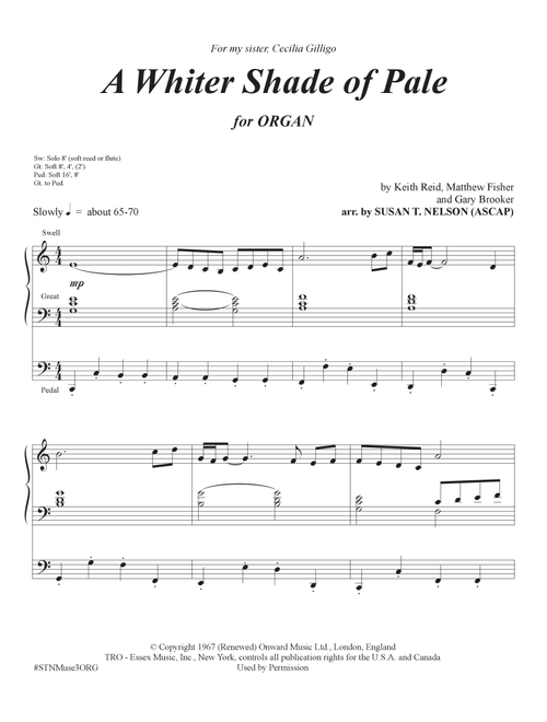 A Whiter Shade Of Pale (Arr. Susan T. Nelson) - Procol Harum (Organ)