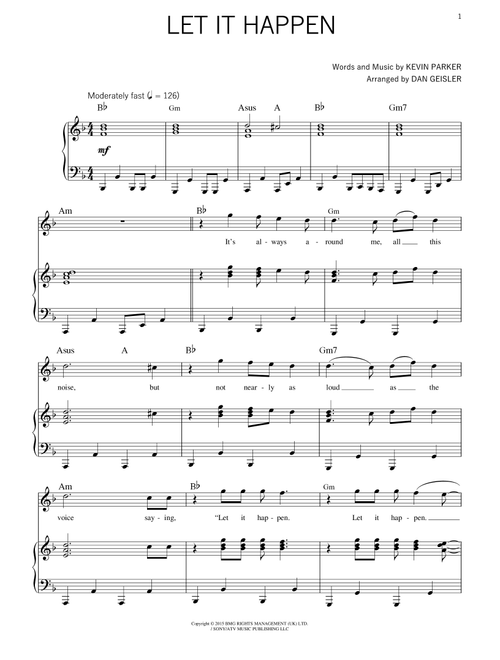 Let It Happen (Arr. Dan Geisler) - Tame Impala (Piano Vocal)