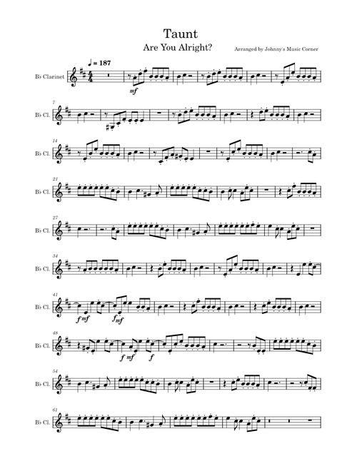 Taunt // Are You Alright? - Lovejoy // Bb Clarinet