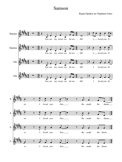 Samson by Regina Spektor arr. Stephanie Gates