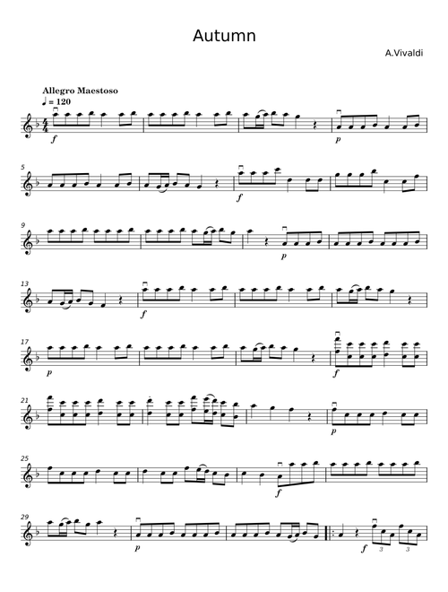 Autumn (Excerpt) by Vivaldi, arranged for String Trio (Violin, Viola and 'Cello) - A Vivaldi