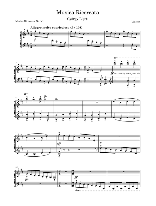 György Ligeti - Musica Ricercata, No. VI