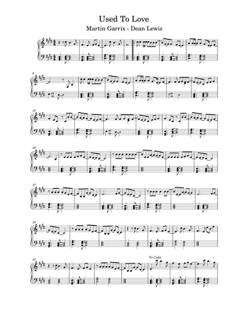 Used To Love (Arr. Martin Garrix & Dean Lewis) (Piano Solo)