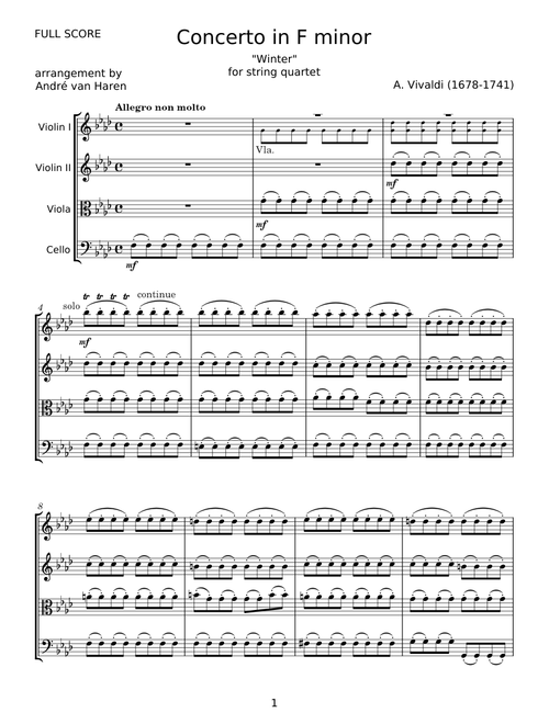 Concerto No. 4 in F minor, Op. 8, RV 297, "Winter" (L'inverno) - Antonio Vivaldi