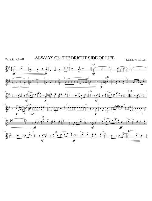 ALWAYS ON THE BRIGHT SIDE OF LIFE - TenorSax II