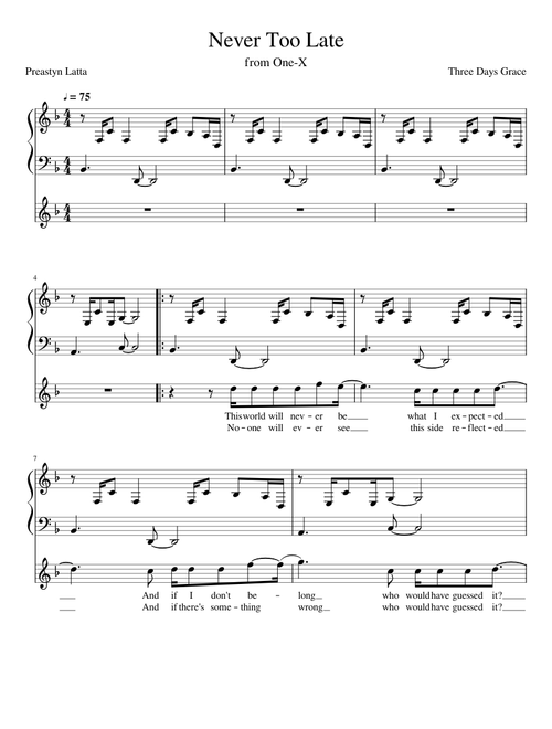 Never Too Late - Three Days Grace