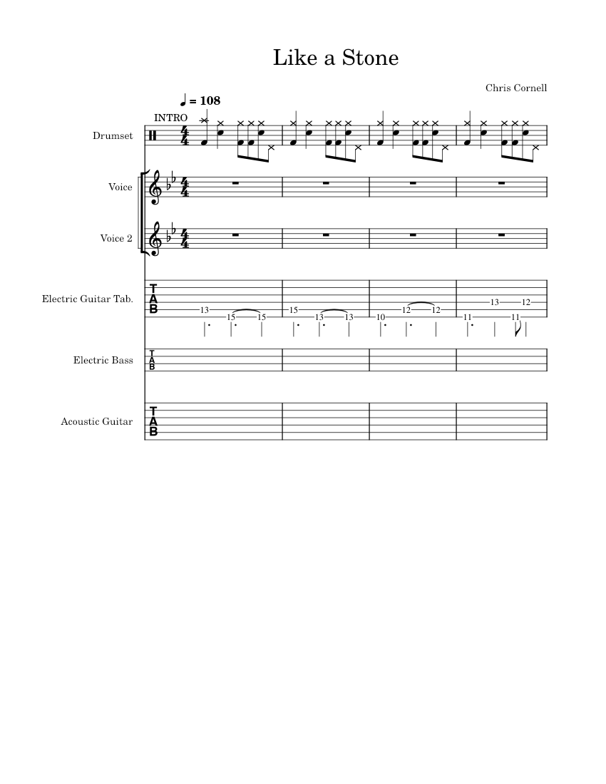 Like A Stone Audioslave Transcription Sheet music for Vocals Guitar Bass guitar Drum group Concert Band Musescore