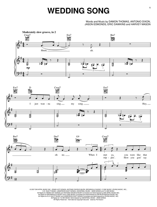 Wedding Song - Tank (Piano-Vocal-Guitar)