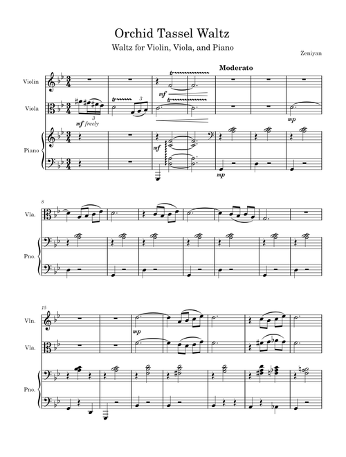 Orchid Tassel Waltz (Violin, Viola, Piano) — Zeniyan