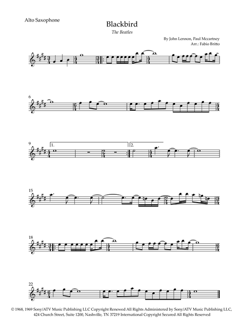 Blackbird (Arr. Fabio Britto) - The Beatles (Alto Sax Solo)