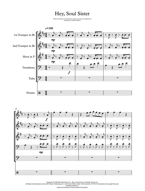 Hey, Soul Sister (Arr. Leandro Cardoso) - Train (Small Ensemble)